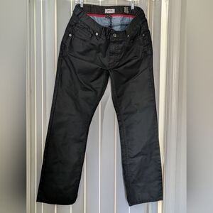 Antique Rivet Men's Straight Black Jeans 38 X 32 Wax Feel Antique River SS010